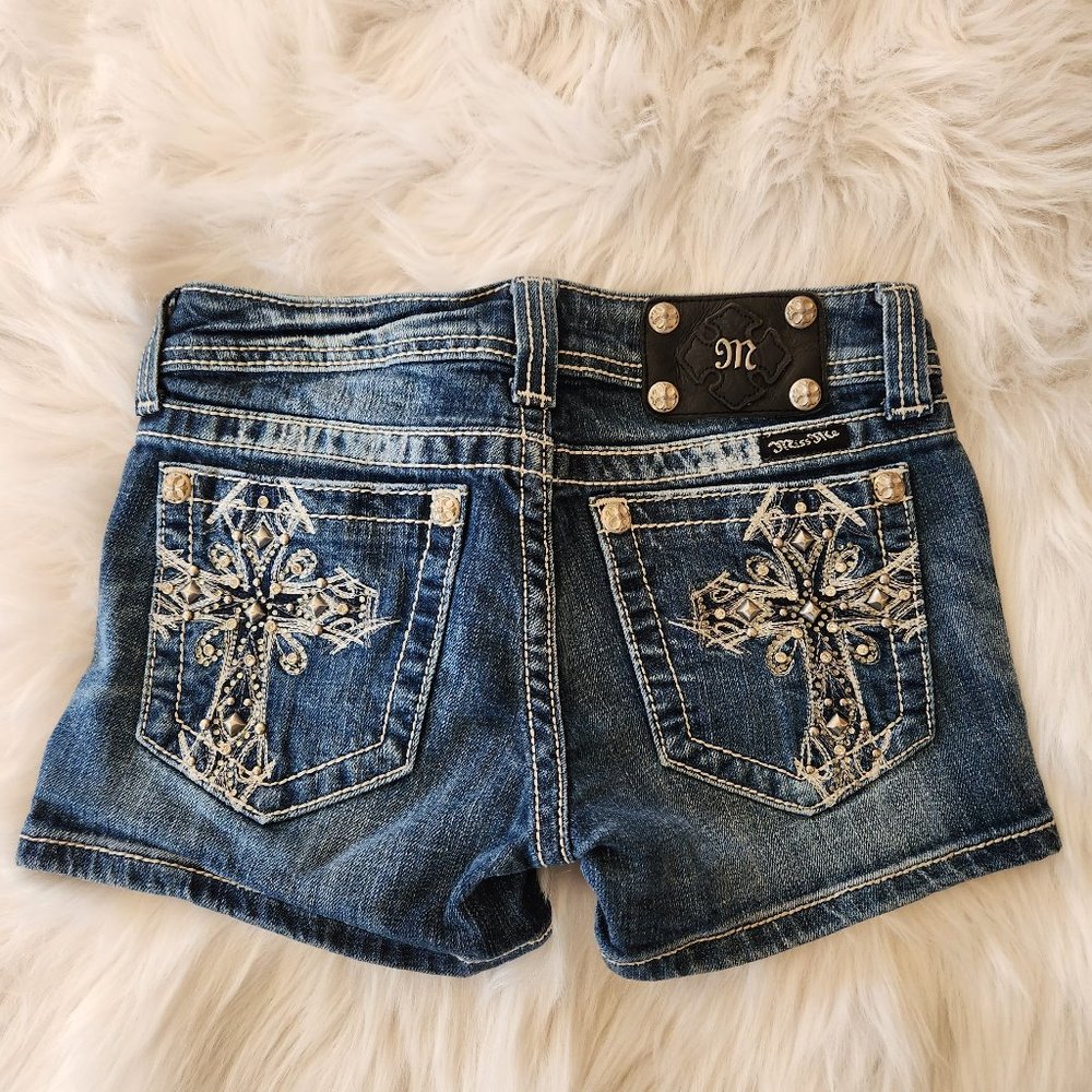 Miss Me Cross Embellished Pocket Shorts Size 26